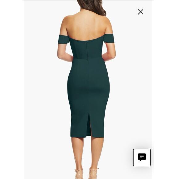 NWOT Dress the Population Off-Shoulder Green Midi Dress XL - Picture 2 of 7